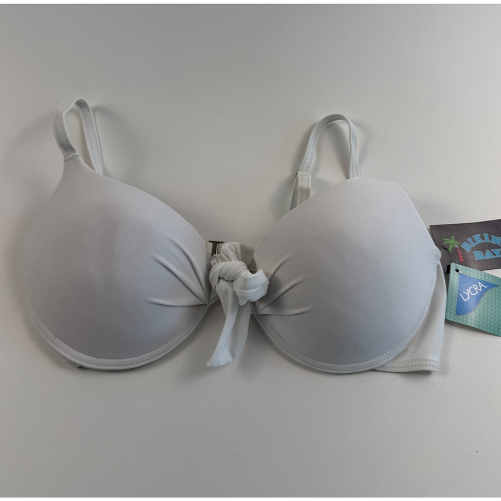 Bikini Bay Underwire Padded Push Up Bikini Top White Size 14 NWT